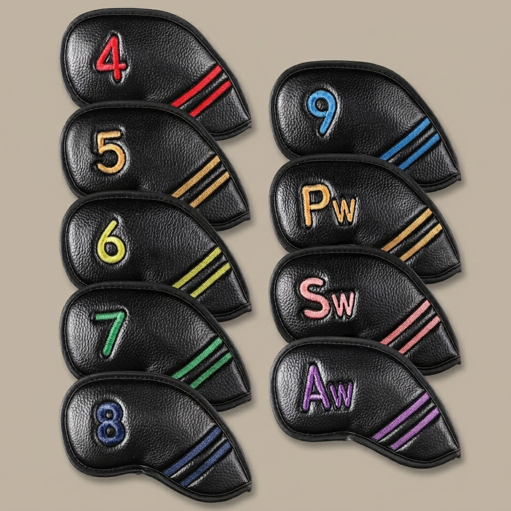 Golf iron headcover set 9 piece studio product shot