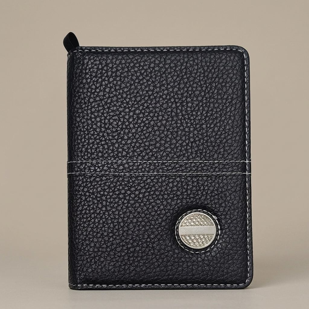 Leather golf scorecard holder studio product shot