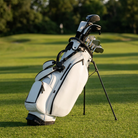 Golf stand bag standing on the fairway