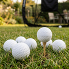 Hollow practice golf balls on the grass