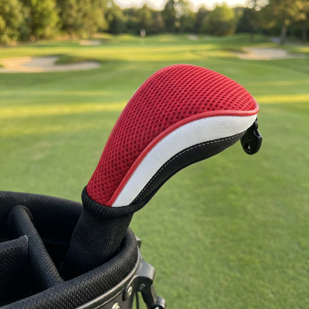 Hybrid headcover on a hybrid club in a golf bag