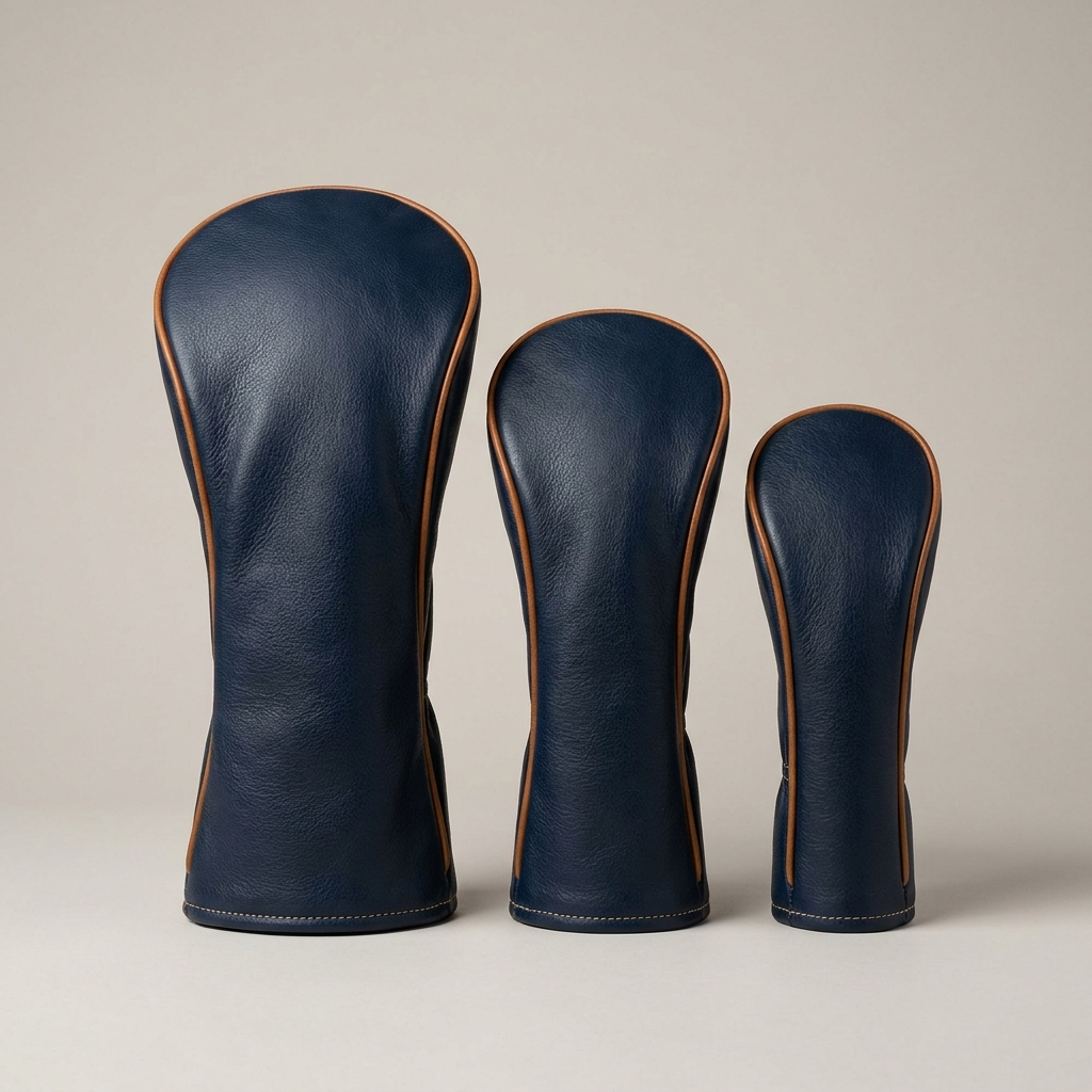 Leather Headcover Set Navy & Tan