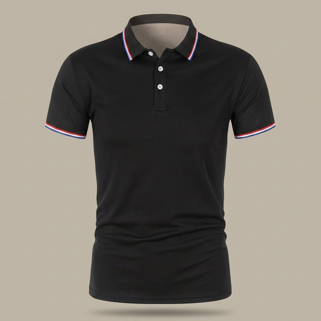 Men's breathable golf polo studio product shot