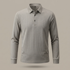 Men's long-sleeve golf polo studio product shot