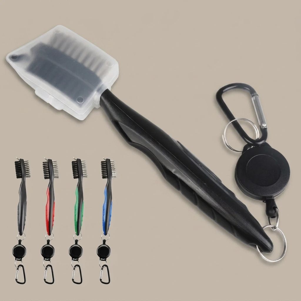 Retractable golf groove brush studio product shot