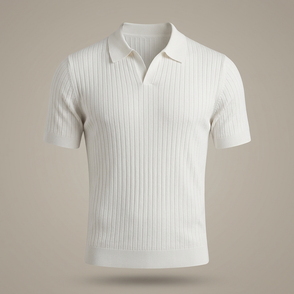 Slim-fit golf polo studio product shot